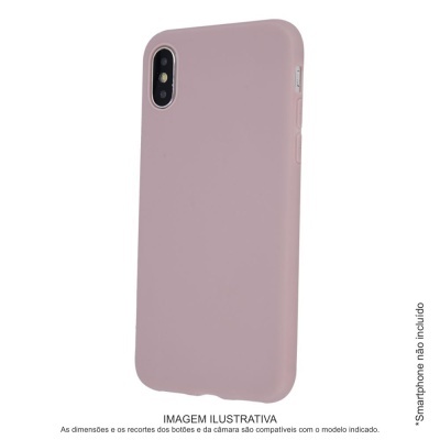 Capa rosa claro para smartphone com recorte para câmara dupla