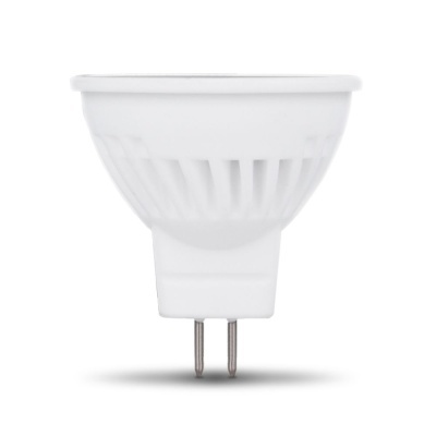 Lâmpada LED tipo spot branca com base bi-pin num fundo branco