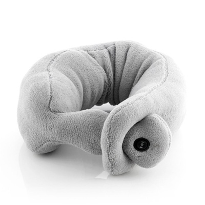 Almofada de pescoço cinza com controlo preto