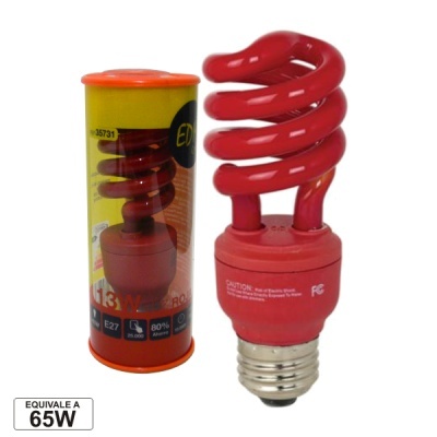 LÂMPADA E27 13W=65W 230V ECO ESPIRAL VERMELHA