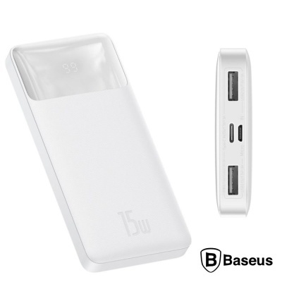 Powerbank 10000mAh QC 15W Branco Bipow BASEUS