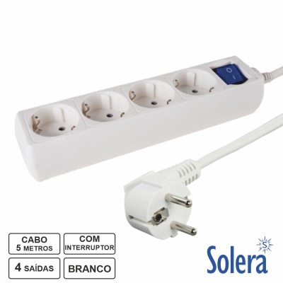 Extensão Elétrica 4x Schuko C Interruptor 5m SOLERA