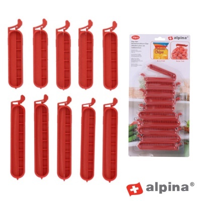 Conjunto de 10 clips vermelhos para fecho de embalagens Alpina