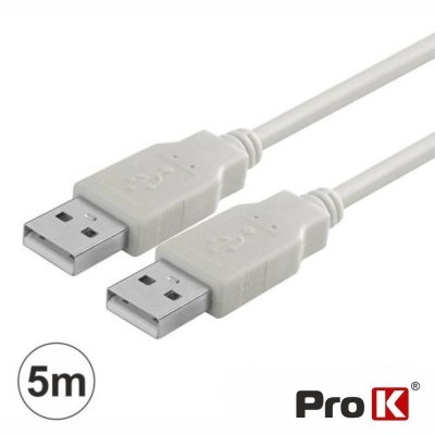 Cabo USB-A 2.0 Macho  USB-A Macho 5m PROK