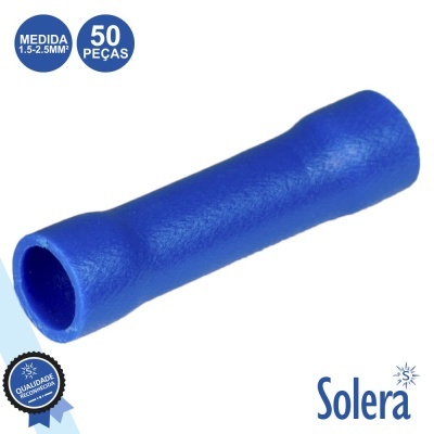 Terminal elétrico isolado azul cilíndrico para fios 1.5-2.5MM² Solera