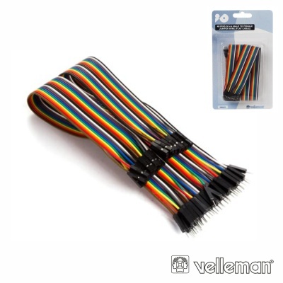 KIT SHUNTES MACHO FÊMEA EM CABO PLANO 40PINS 30CM VELLEMAN
