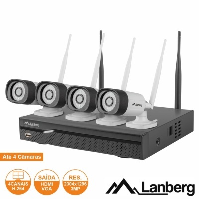 Pack Vigilância 4 Câmaras IP66 NVR WIFI cAcessórios LANBERG