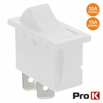 Interruptor branco de plásitco com alavanca e lâminas metálicas para ligação elétrica