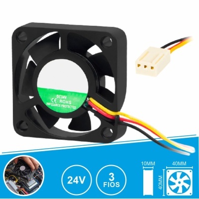 Ventoinha 24V 40x40x10mm 3 Fios