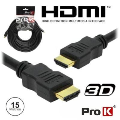 CABO HDMI DOURADO MACHO  MACHO 1.4 PRETO 1.5M PROK