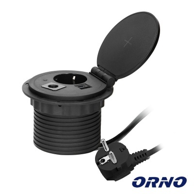 Tomada Elétrica P Secretária C Carregador Indução QI ORNO