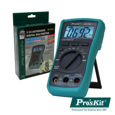 Multímetro digital Pro'sKit MT-1332 com display e embalagem