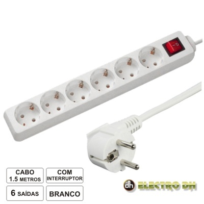 TOMADA ELÉTRICA C 6 SAÍDAS INTERRUPTOR 1.5M EDH