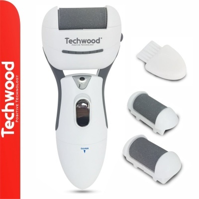 Aparelho esfoliador de pés branco e cinzento Techwood com acessórios