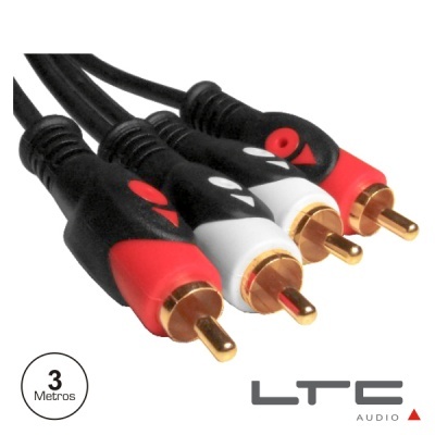 Cabo de áudio com conectores RCA vermelhos e brancos, 3 metros, LTC AUDIO