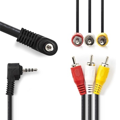 Cabo Jack 3.5mm Macho 3x RCA Macho 1m Preto NEDIS