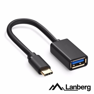 Adaptador USB-C para USB-A Lanberg preto com cabo curto