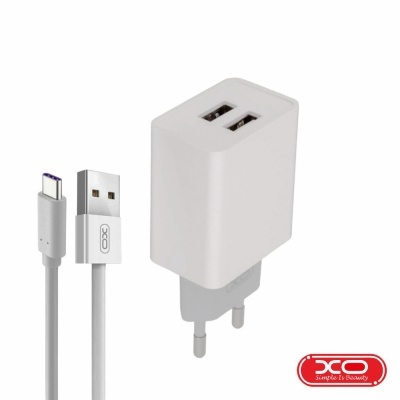 Alimentador 2x USB-A 5V 2.4A + Cabo USB-A P USB-C XO