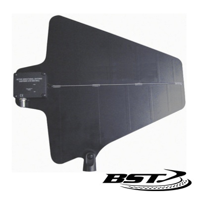 Antena plana preta com etiqueta e logótipo BST