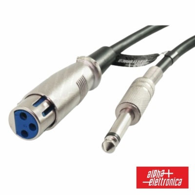 Cabo adaptador XLR feminino para jack 6,35 mm