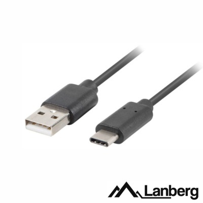 Cabo USB-A 2.0 Macho  USB-C Macho 0.5m Preto LANBERG