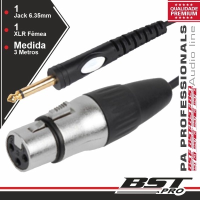 CABO XLR 3P MACHO  JACK 6.35MM MACHO ST 3M BSTPRO