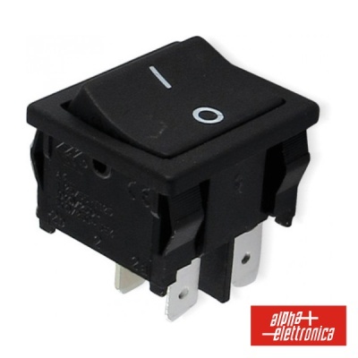 Interruptor basculante preto com símbolos de ligar e desligar