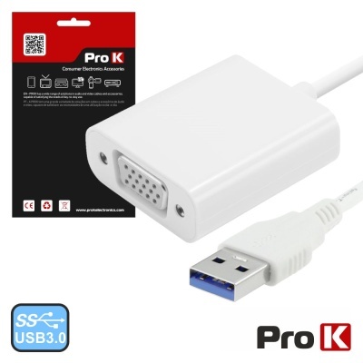 Adaptador USB 3.0 para VGA Pro K branco com embalagem