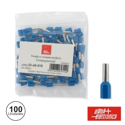 TERMINAL PONTEIRA ISOLADO 4.8MM 100 X AZUL