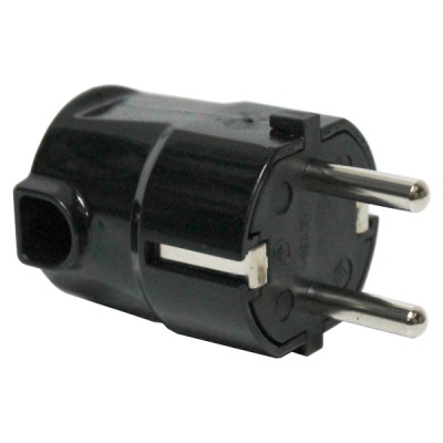 FICHA SCHUKO MACHO C TERRA LATERAL 220V PRETA