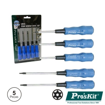 CONJUNTO DE 5 CHAVES TORX C FURO PROSKIT