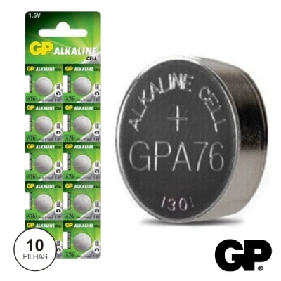 PILHA BOTÃO ALCALINA LR44AG13V13GAA76 1.5V 10X BLISTER GP