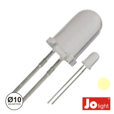 Dois LEDs transparentes com pernas longas e logótipo Jo light