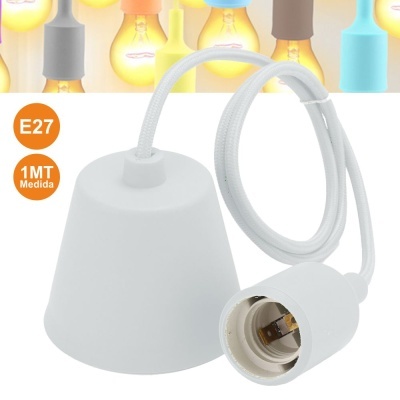 Soquete para lâmpada E27 branco com cabo de 1 metro
