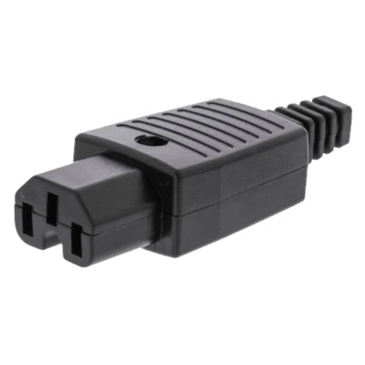Adaptador de tomada elétrico preto de plástico com ranhuras na parte superior