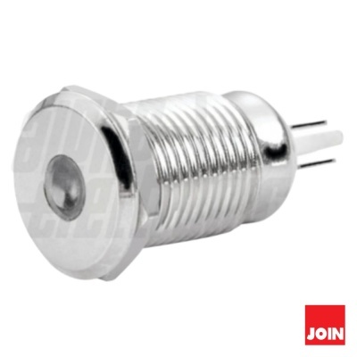 Sensor eletrónico cilíndrico metálico prateado com roscas e pinos