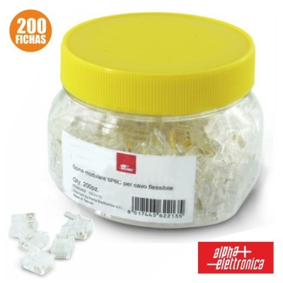 FICHA TELEFONE RJ10 MODULAR 4P4C P CABO FLEXÍVEL 200X