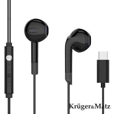 Auscultadores Stereo C Fios E Microfone Preto KRUGER MATZ