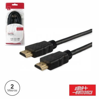 CABO HDMI DOURADO MACHO  MACHO 2.0 4K PRETO 2M BLISTER