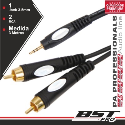 CABO JACK 3.5MM MACHO ST  2-RCA MACHO 3M BSTPRO