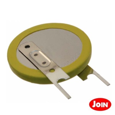 Bateria botão com suporte metálico e aro amarelo com logótipo JOiN