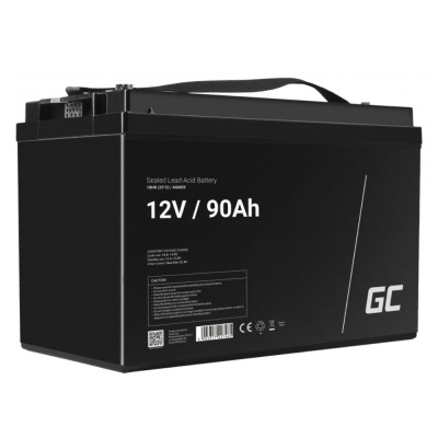 Bateria selada de chumbo ácido cinza escura com alça preta e texto branco