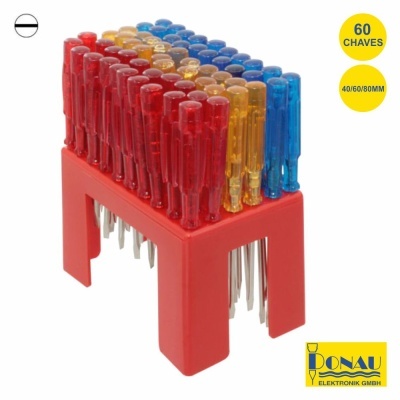 CONJUNTO DE 60 CHAVES FENDAS AÇO WS 406080MM DONAU