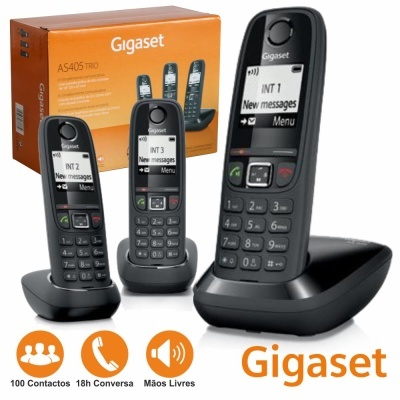 CONJUNTO 3 TELEFONES S FIOS AS405 PRETO GIGASET