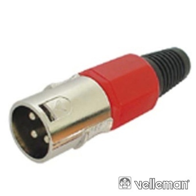 Conector XLR macho vermelho com três pinos