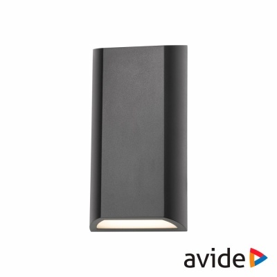 Aplique de parede cinza escuro com luz inferior e logótipo avide