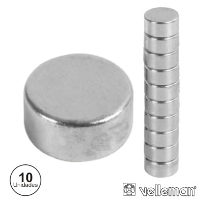 CONJUNTO DE 10 IMANS N35~N45 Ø10x5MM VELLEMAN