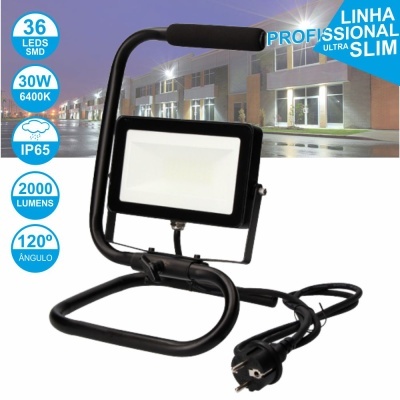 FOCO LED 30W 230V BRANCO FRIO 2000LM C SUPORTE