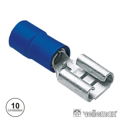 TERMINAL FASTON FÊMEA ISOLADO 4.8MM 10X AZUL VELLEMAN