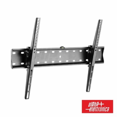 Suporte de parede de metal preto para TV com vários orifícios e nível de bolha